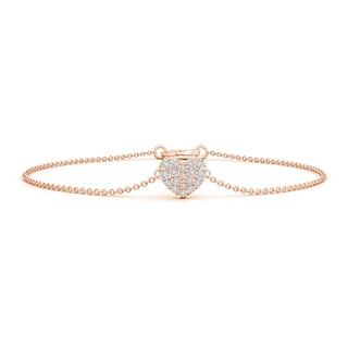 1.55mm HSI2 Prong-Set Round Diamond Heart Chain Bracelet in Rose Gold