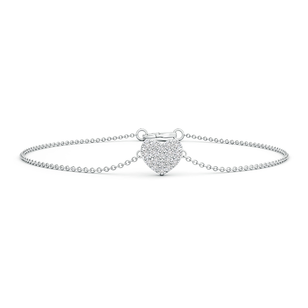 1.55mm HSI2 Prong-Set Round Diamond Heart Chain Bracelet in White Gold