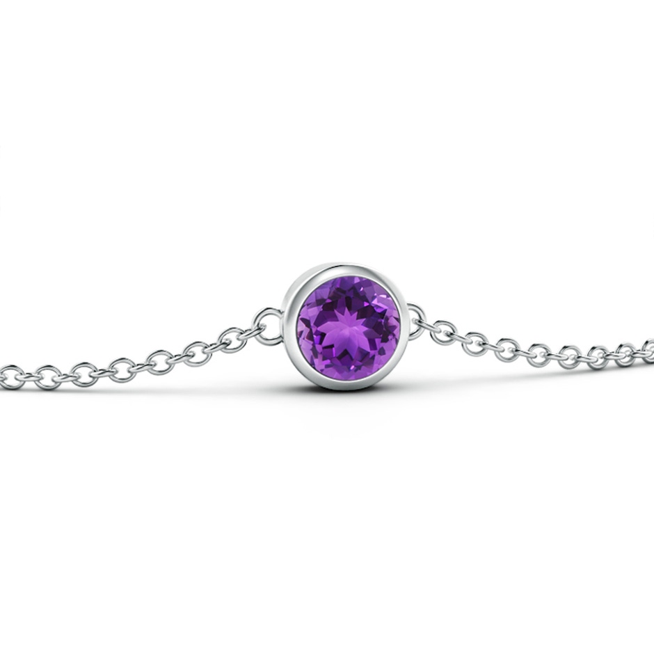 4mm AAA Bezel-Set Round Amethyst Chain Bracelet in White Gold side-1