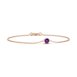 4mm AAAA Bezel-Set Round Amethyst Chain Bracelet in Rose Gold