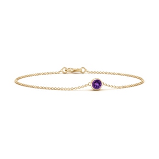 4mm AAAA Bezel-Set Round Amethyst Chain Bracelet in Yellow Gold