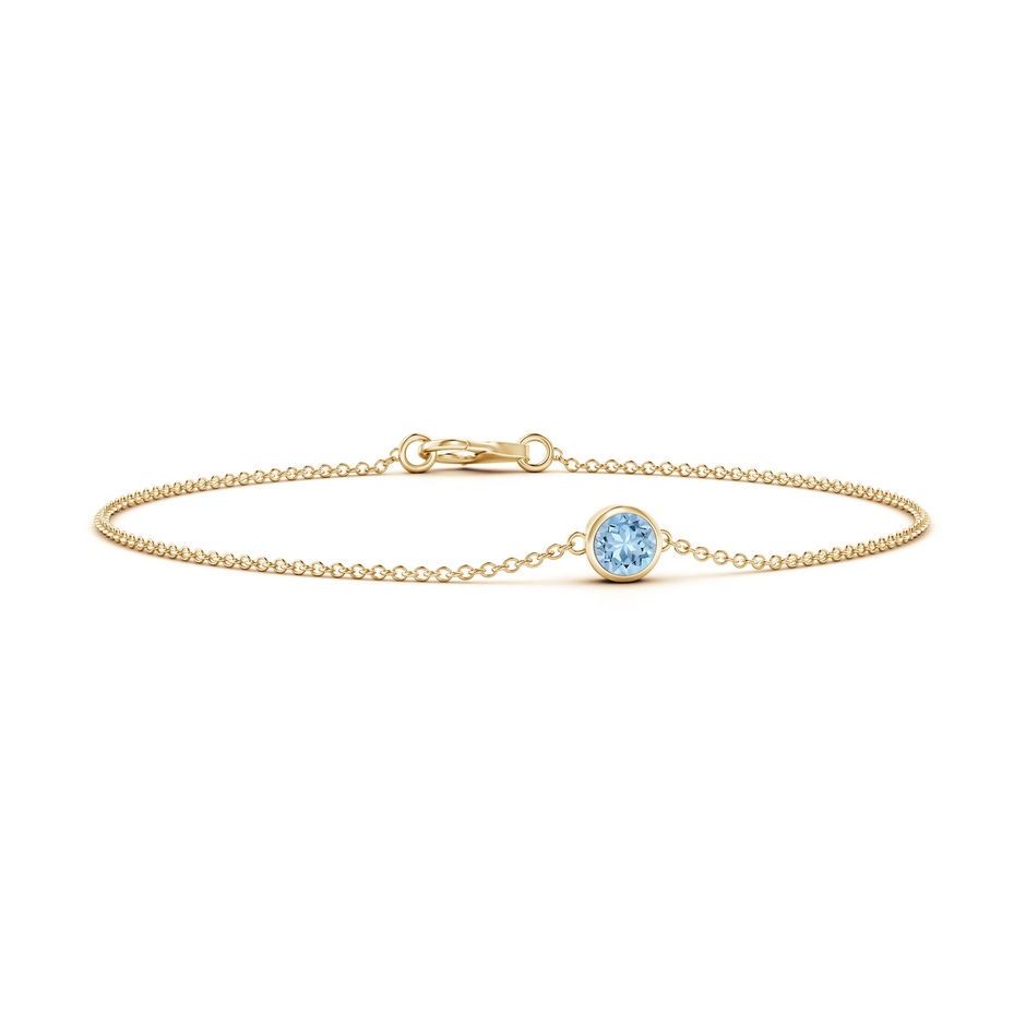 4mm AAA Bezel-Set Round Aquamarine Chain Bracelet in Yellow Gold 