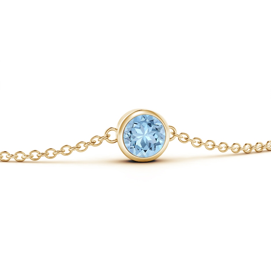 4mm AAA Bezel-Set Round Aquamarine Chain Bracelet in Yellow Gold side-1