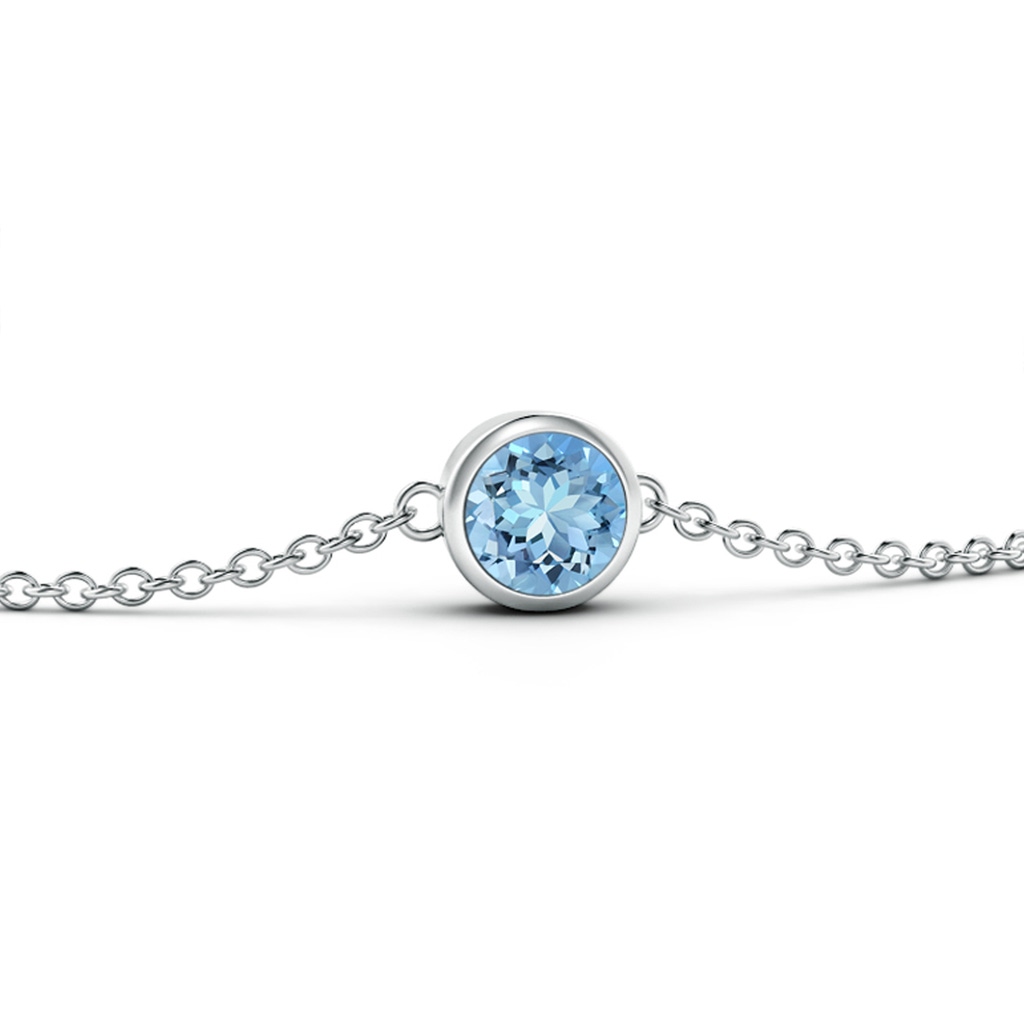 4mm AAAA Bezel-Set Round Aquamarine Chain Bracelet in White Gold Side-1