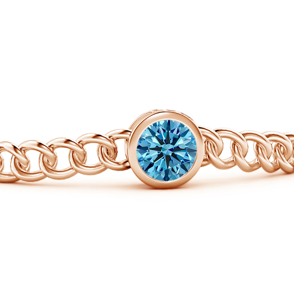 7.4mm AAAA Bezel-Set Round Fancy Intense Blue Diamond Chain Bracelet in Rose Gold - side 199