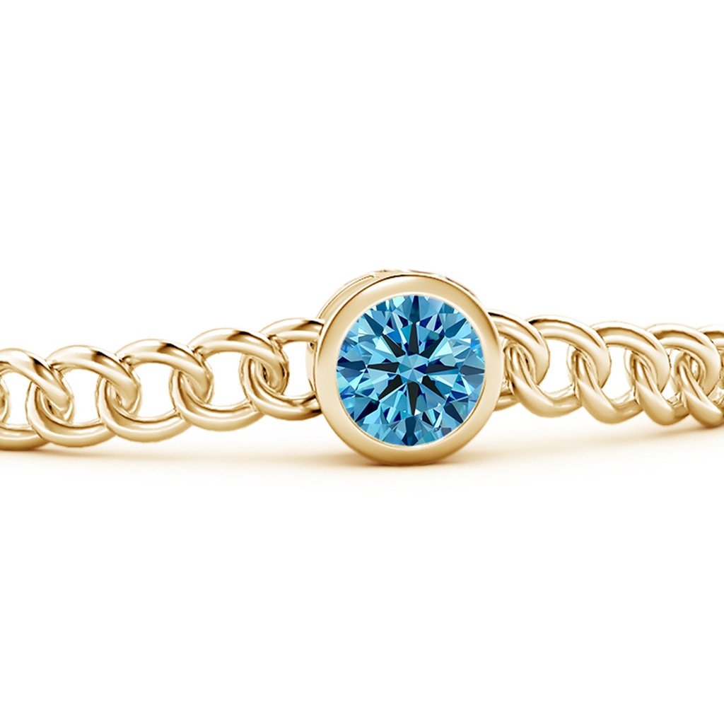 7.4mm AAAA Bezel-Set Round Fancy Intense Blue Diamond Chain Bracelet in Yellow Gold - side 199