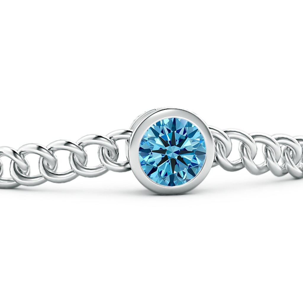 8mm AAAA Bezel-Set Round Fancy Intense Blue Diamond Chain Bracelet in White Gold - side 199