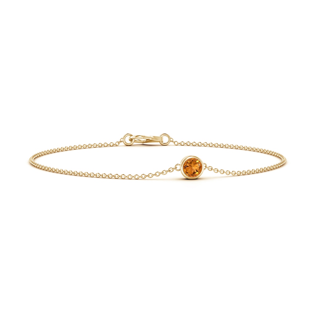 4mm AAA Bezel-Set Round Citrine Chain Bracelet in Yellow Gold 