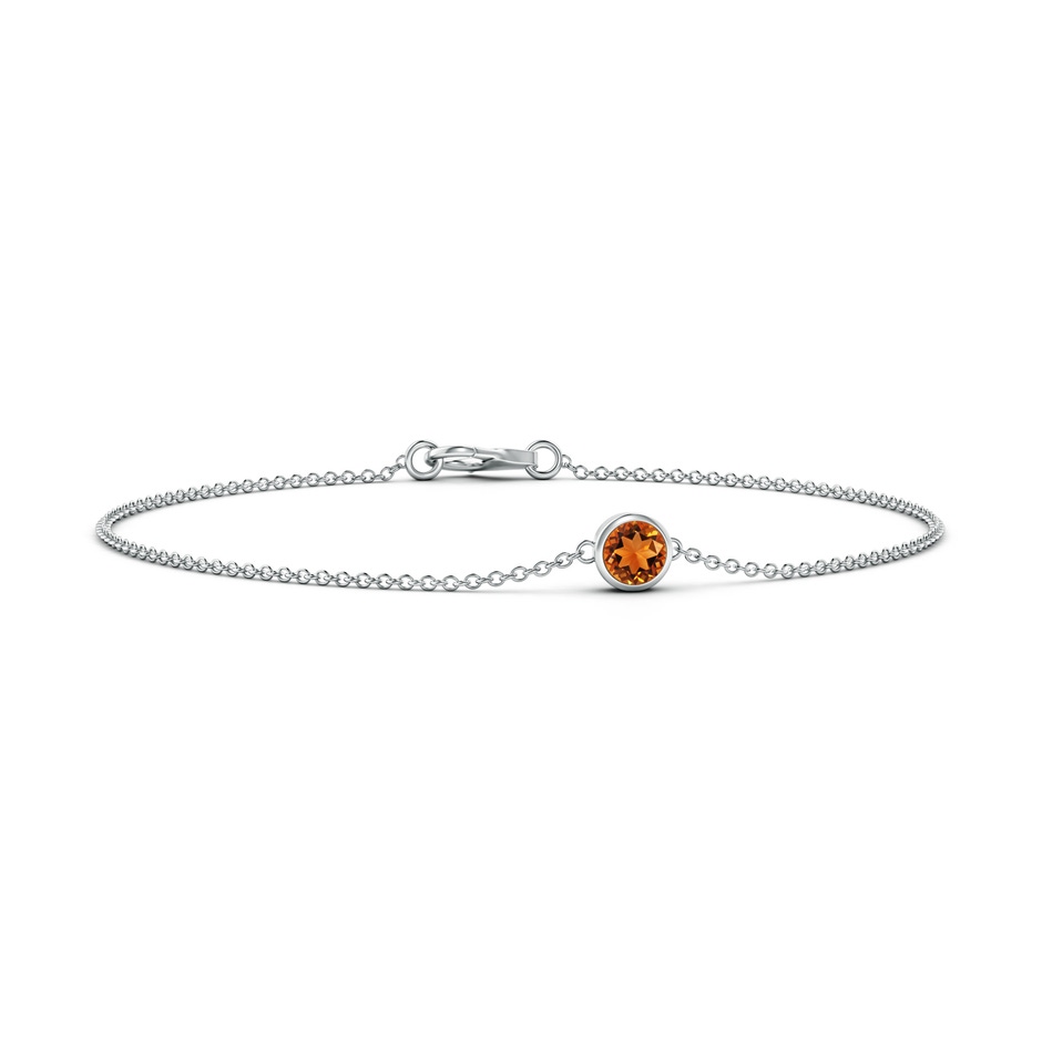 4mm AAAA Bezel-Set Round Citrine Chain Bracelet in White Gold 