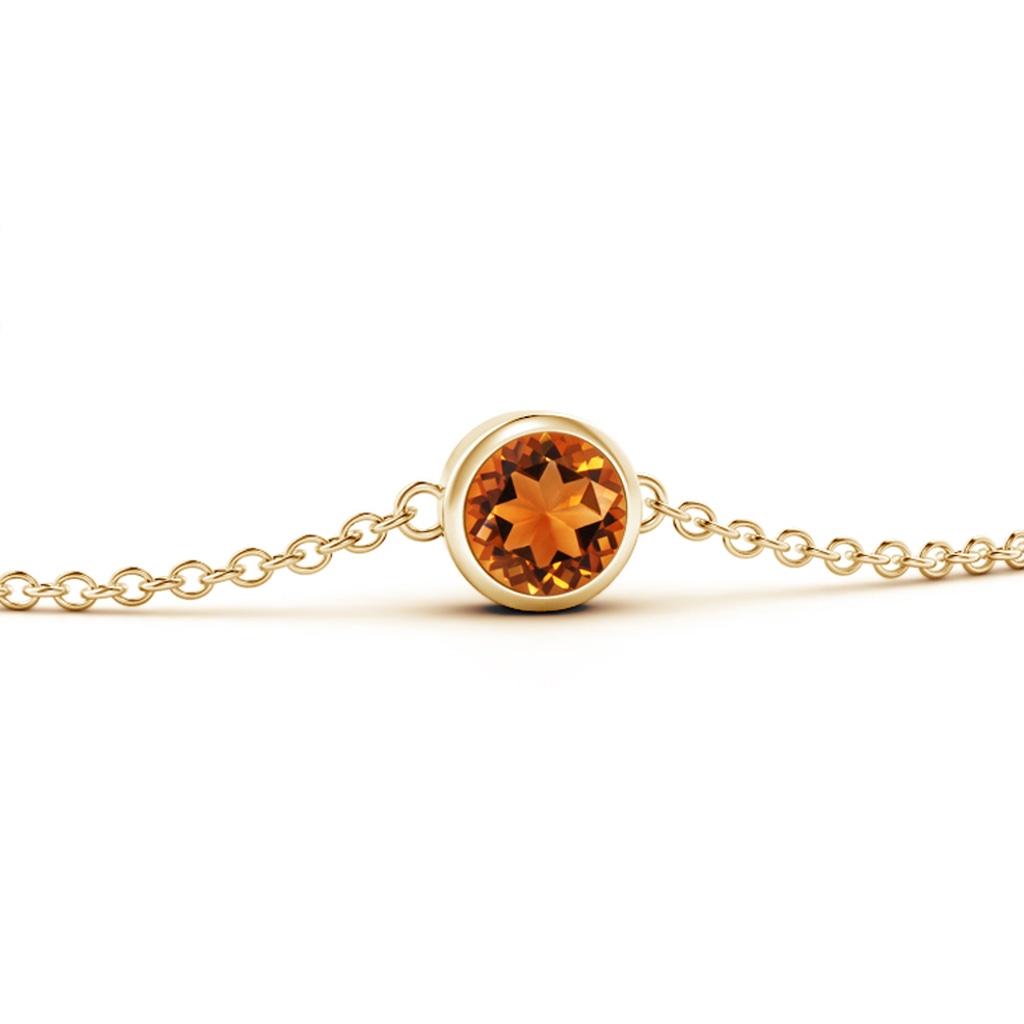 4mm AAAA Bezel-Set Round Citrine Chain Bracelet in Yellow Gold Side-1