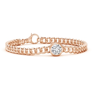 7.4mm HSI2 Bezel-Set Round Diamond Chain Bracelet in 9K Rose Gold