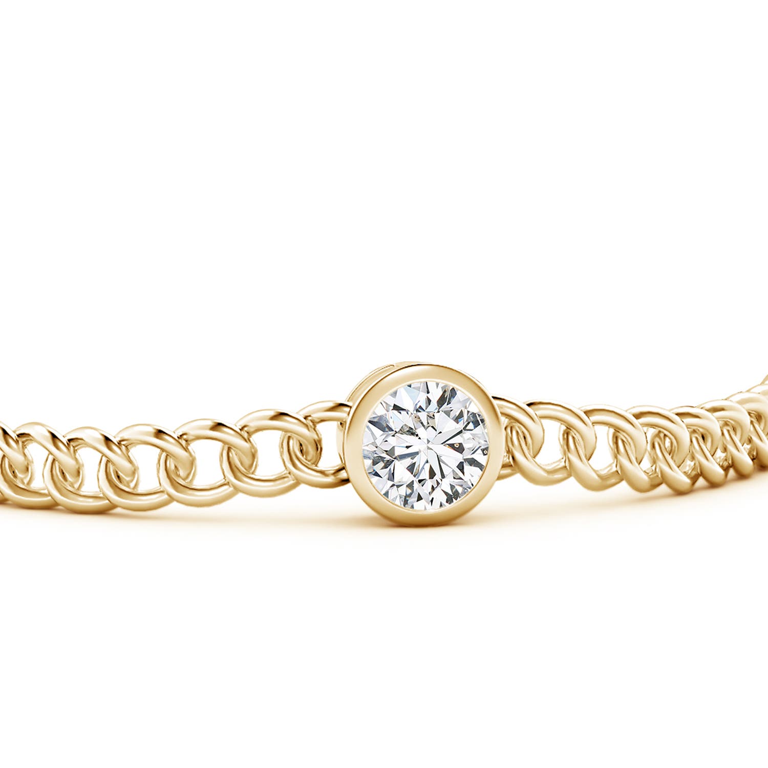 7.4mm HSI2 Bezel-Set Round Diamond Chain Bracelet in Yellow Gold
