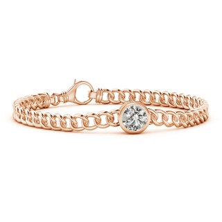 7.4mm KI3 Bezel-Set Round Diamond Chain Bracelet in 9K Rose Gold