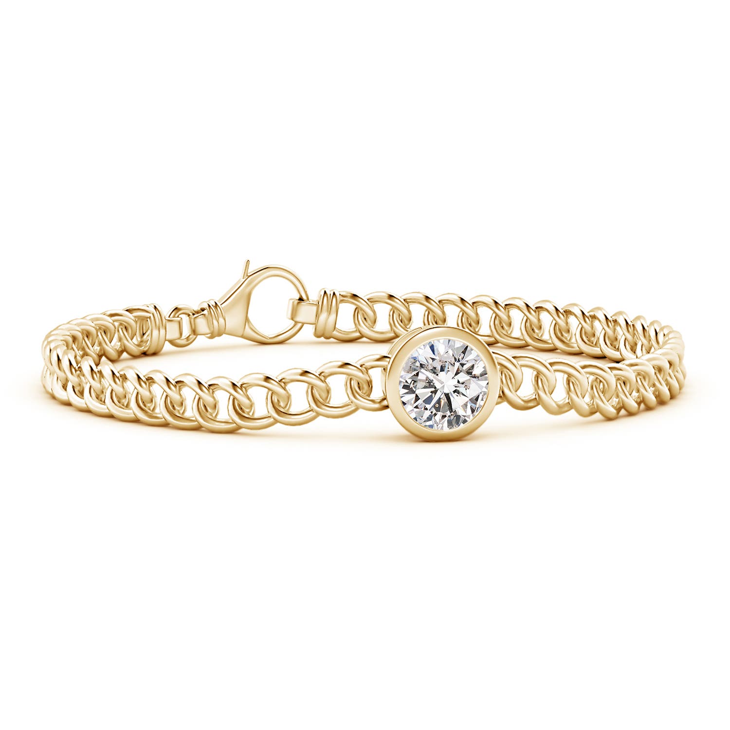 8mm IJI1I2 Bezel-Set Round Diamond Chain Bracelet in Yellow Gold