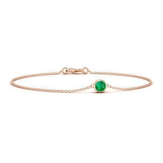 4mm AAA Bezel-Set Round Emerald Chain Bracelet in Rose Gold