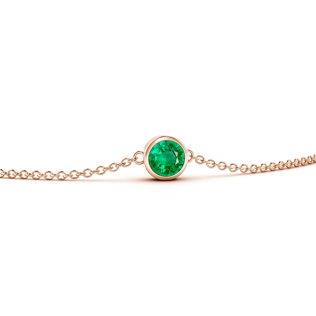 4mm AAA Bezel-Set Round Emerald Chain Bracelet in Rose Gold Side 199