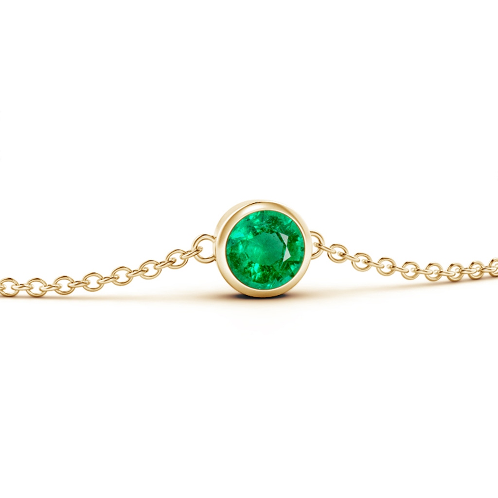 4mm AAA Bezel-Set Round Emerald Chain Bracelet in Yellow Gold Side-1