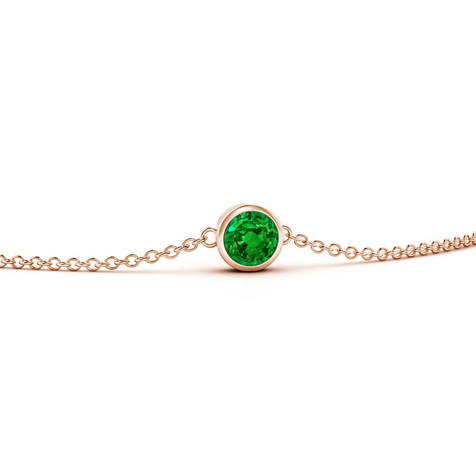 4mm AAAA Bezel-Set Round Emerald Chain Bracelet in 9K Rose Gold side 199