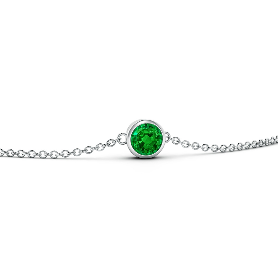 4mm AAAA Bezel-Set Round Emerald Chain Bracelet in White Gold side 199