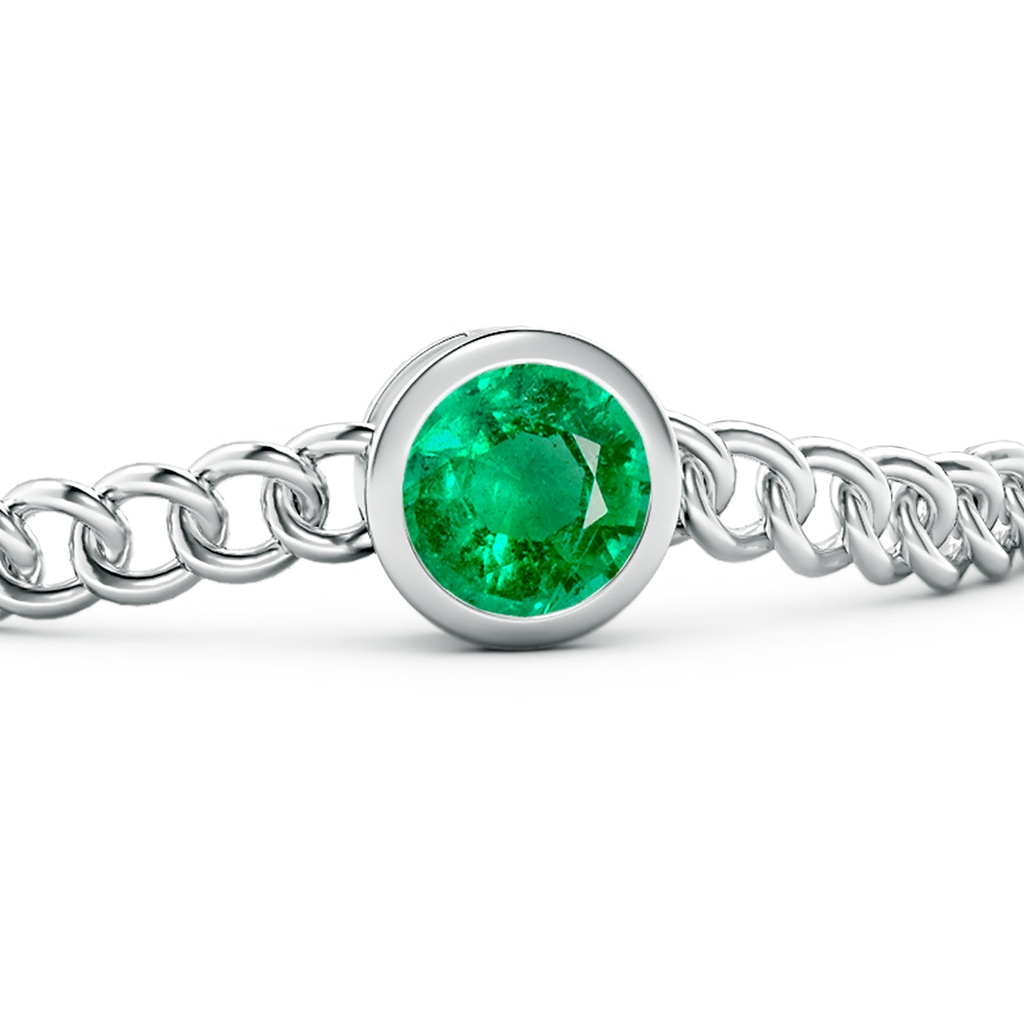 9mm AAA Bezel-Set Round Emerald Chain Bracelet in White Gold Side 199