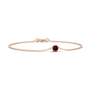 4mm AAA Bezel-Set Round Garnet Chain Bracelet in Rose Gold