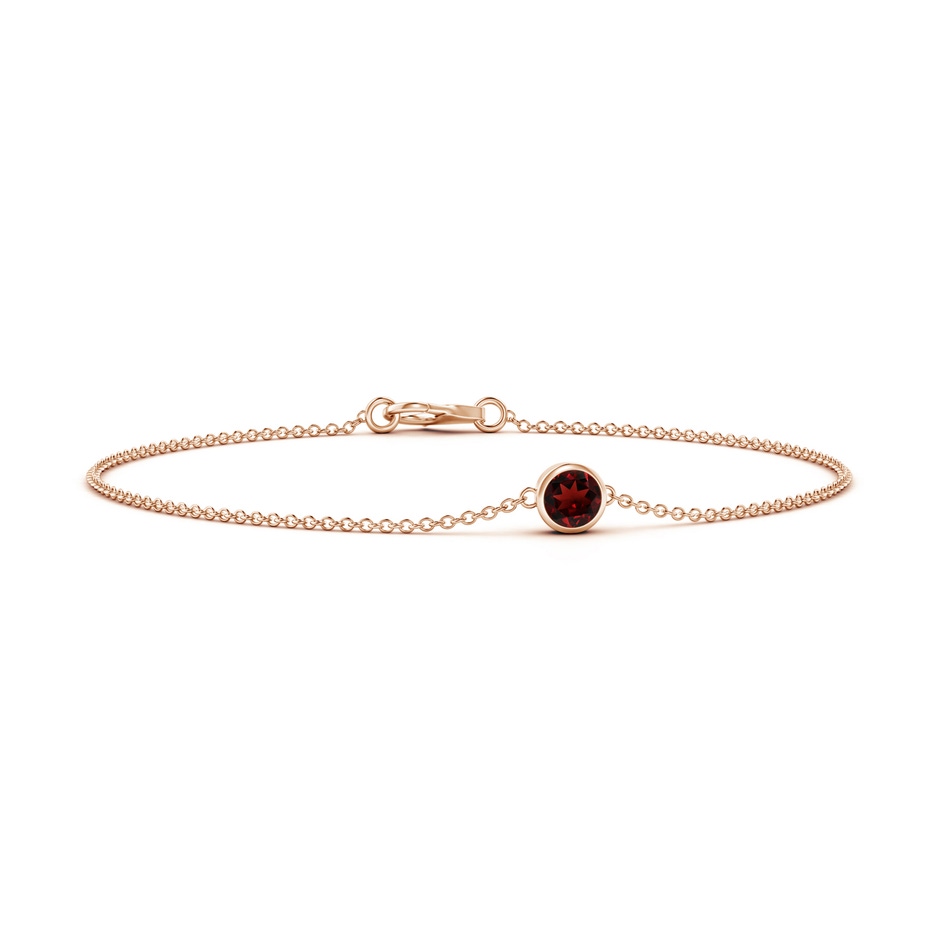 4mm AAA Bezel-Set Round Garnet Chain Bracelet in Rose Gold 