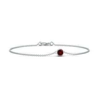 4mm AAAA Bezel-Set Round Garnet Chain Bracelet in 10K White Gold