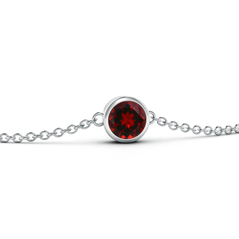 4mm AAAA Bezel-Set Round Garnet Chain Bracelet in 10K White Gold side-1