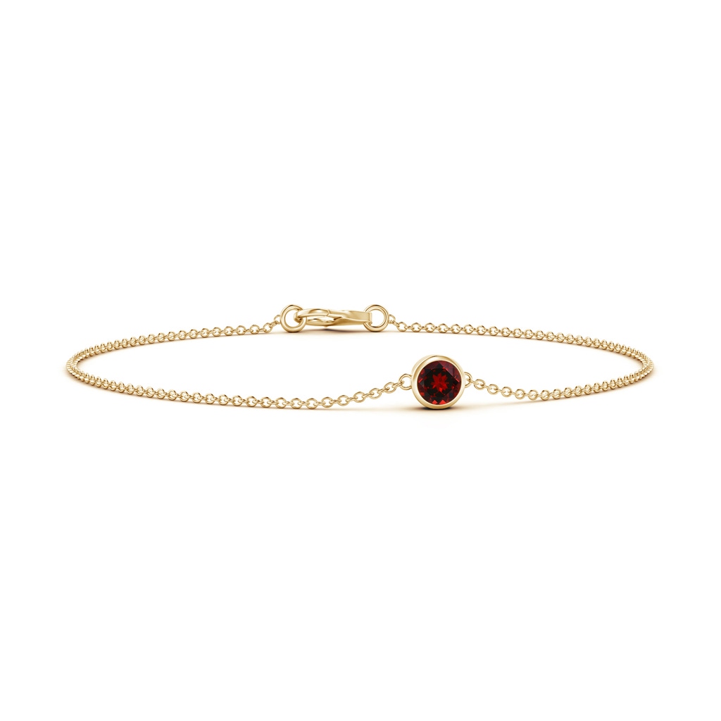 4mm AAAA Bezel-Set Round Garnet Chain Bracelet in Yellow Gold