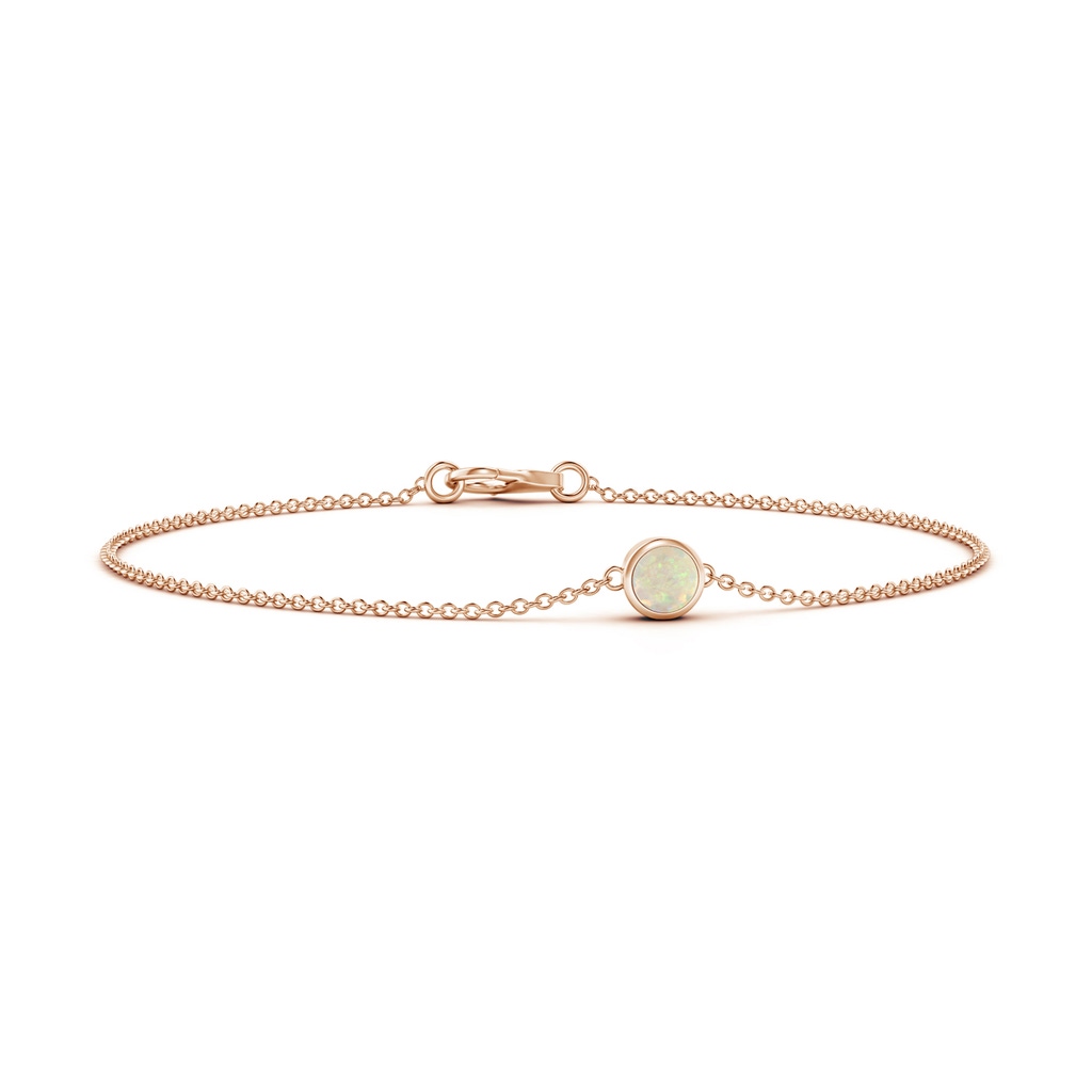 4mm AAA Bezel-Set Round Opal Chain Bracelet in Rose Gold