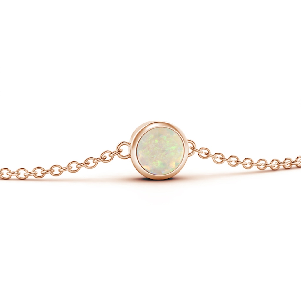 4mm AAA Bezel-Set Round Opal Chain Bracelet in Rose Gold Side-1