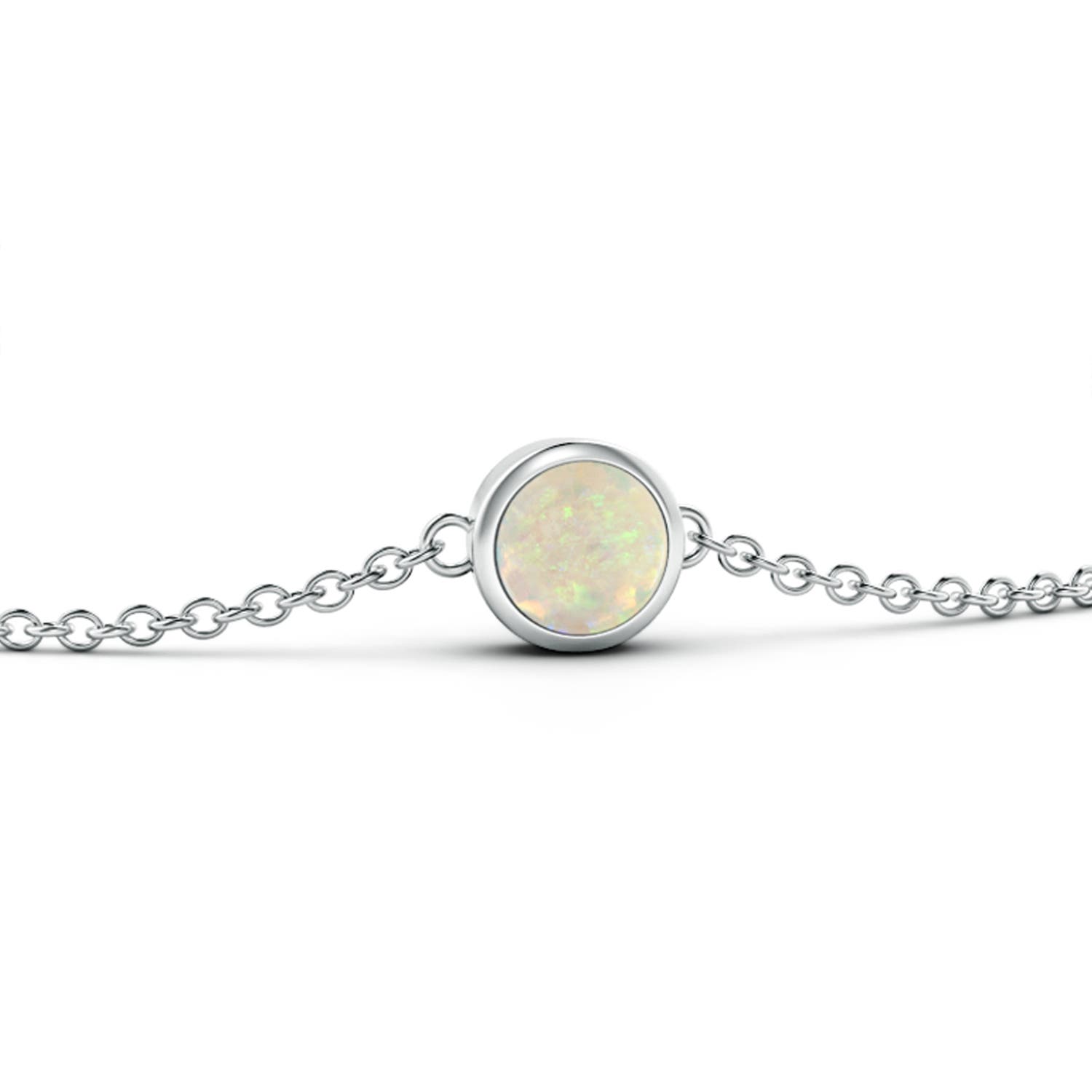 ANGARA Natural 0.16 Ct AAA-Grade Round Opal Chain Bracelet in 14K Solid Gold