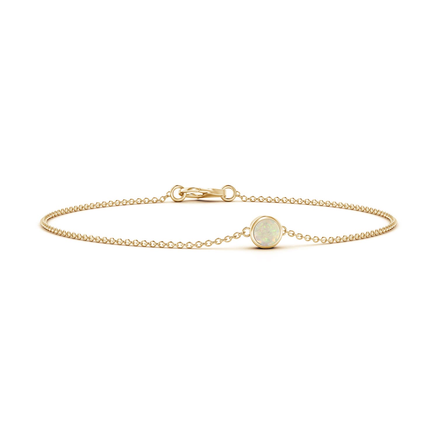 ANGARA Natural 0.16 Ct AAA-Grade Round Opal Chain Bracelet in 14K Solid Gold