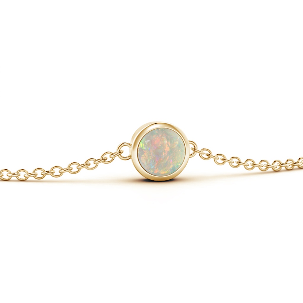 4mm AAAA Bezel-Set Round Opal Chain Bracelet in 10K Yellow Gold Side-1