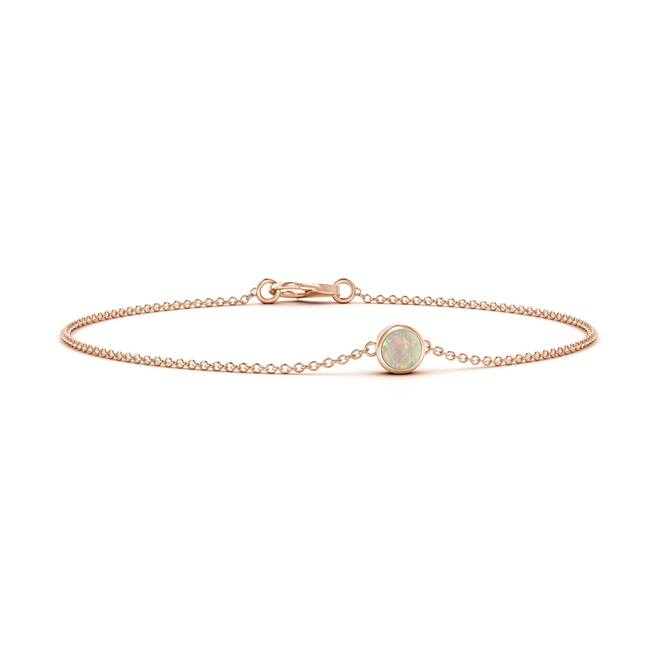 4mm AAAA Bezel-Set Round Opal Chain Bracelet in Rose Gold 