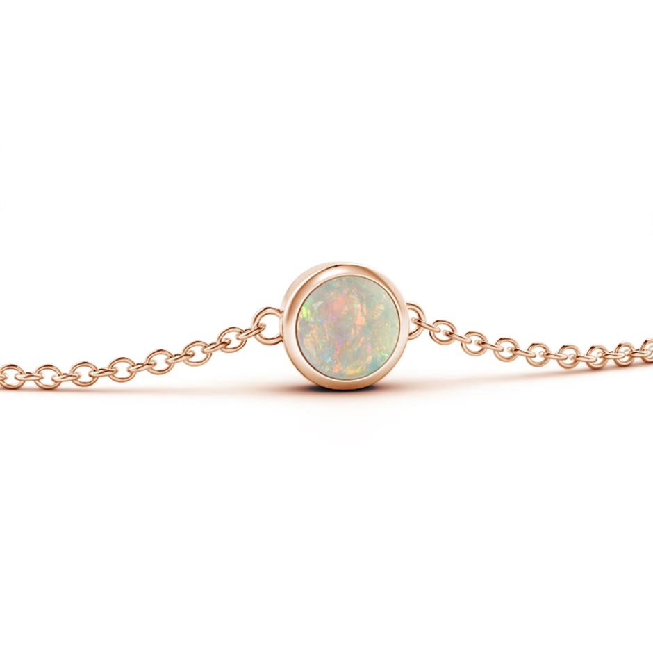 4mm AAAA Bezel-Set Round Opal Chain Bracelet in Rose Gold side-1