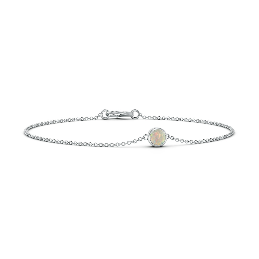 4mm AAAA Bezel-Set Round Opal Chain Bracelet in White Gold