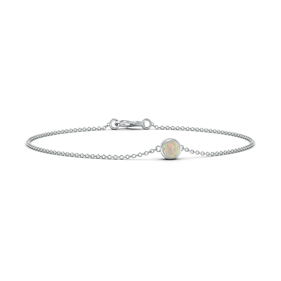 4mm AAAA Bezel-Set Round Opal Chain Bracelet in White Gold 