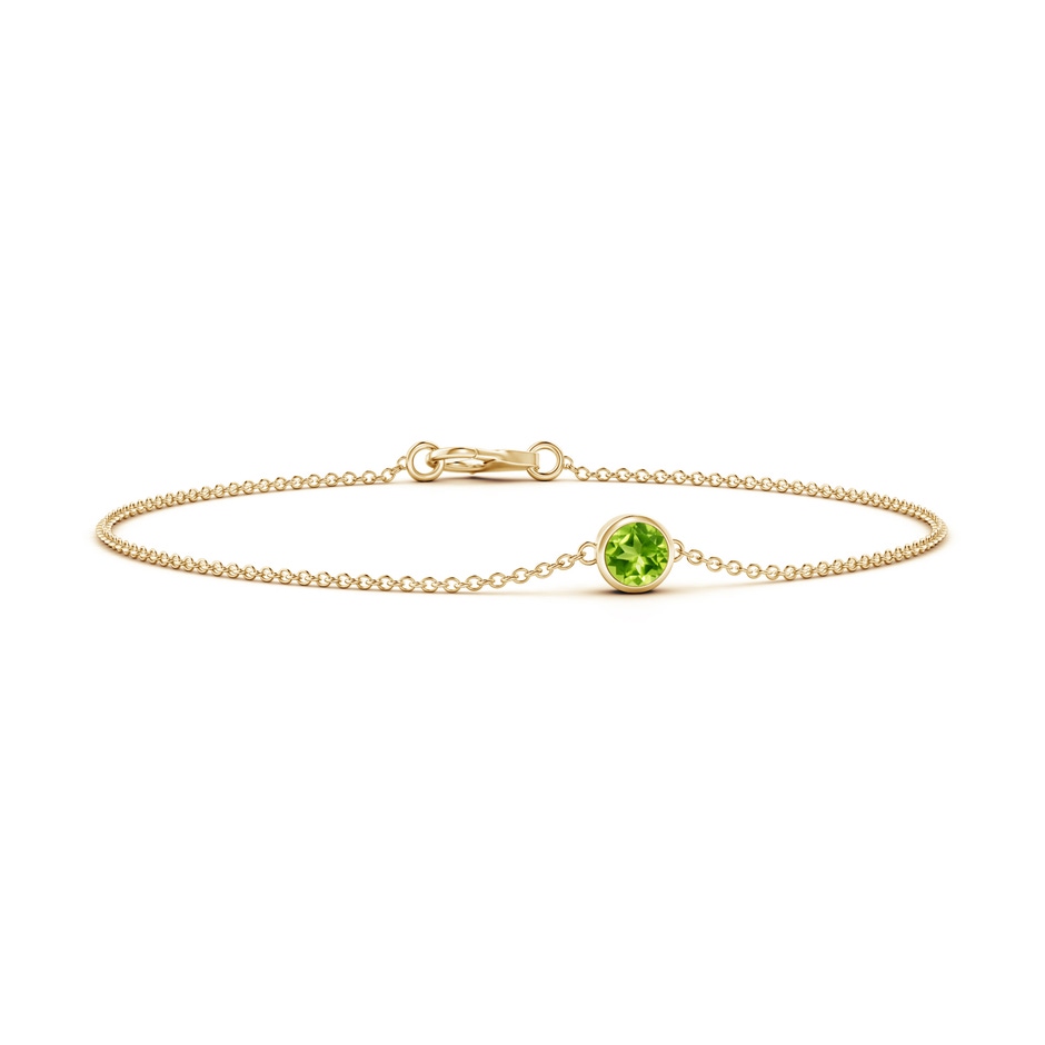 4mm AAA Bezel-Set Round Peridot Chain Bracelet in Yellow Gold 