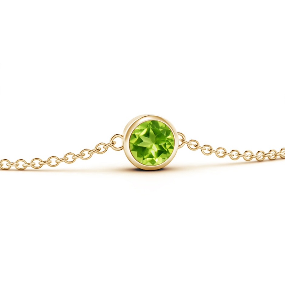 4mm AAA Bezel-Set Round Peridot Chain Bracelet in Yellow Gold side-1