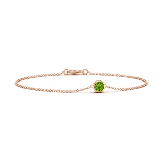 4mm AAAA Bezel-Set Round Peridot Chain Bracelet in Rose Gold