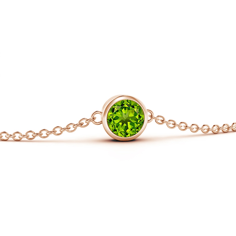 4mm AAAA Bezel-Set Round Peridot Chain Bracelet in Rose Gold side-1