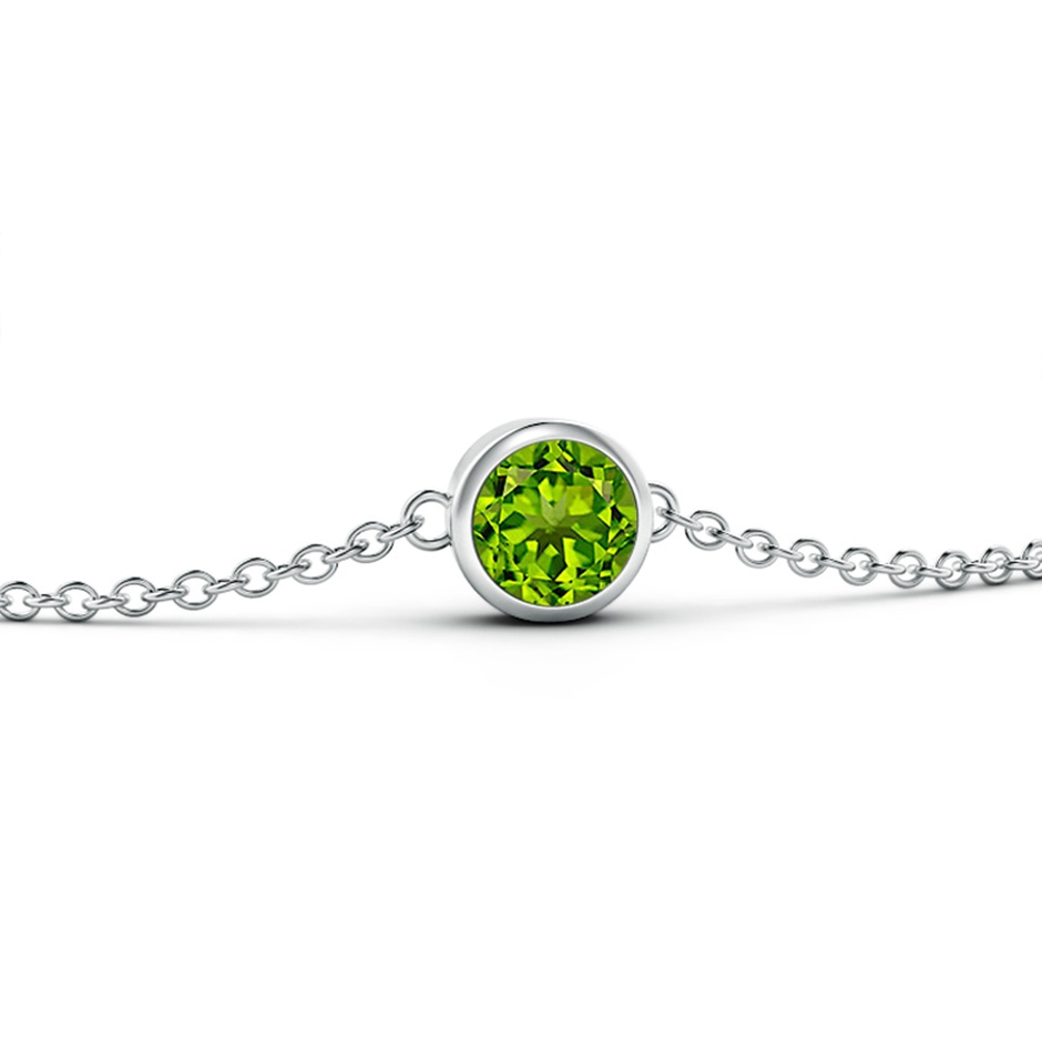 4mm AAAA Bezel-Set Round Peridot Chain Bracelet in White Gold side-1