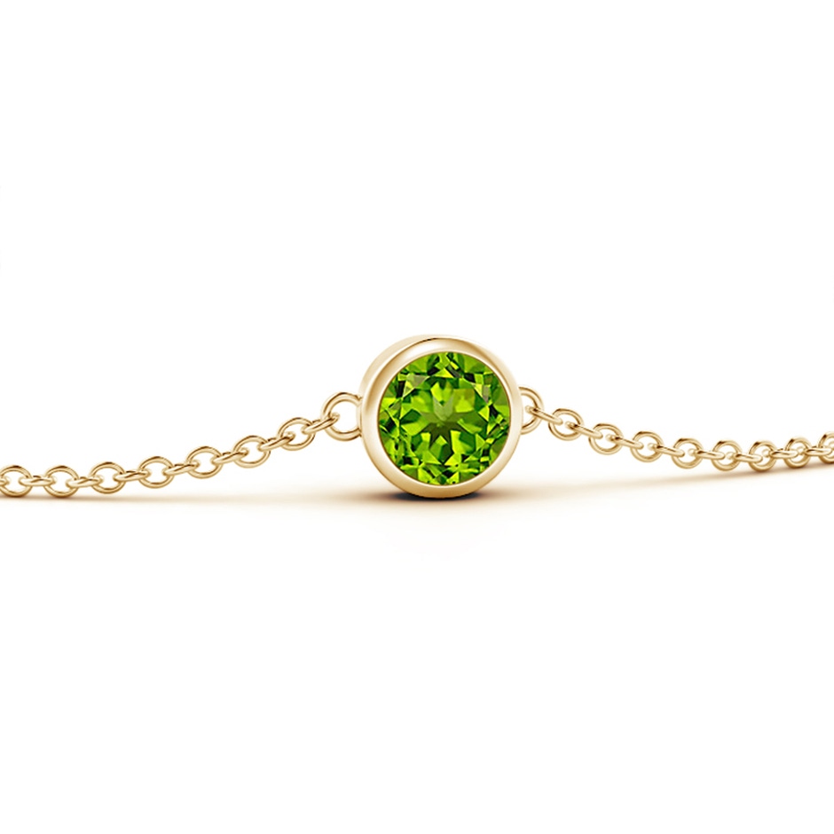 4mm AAAA Bezel-Set Round Peridot Chain Bracelet in Yellow Gold side-1