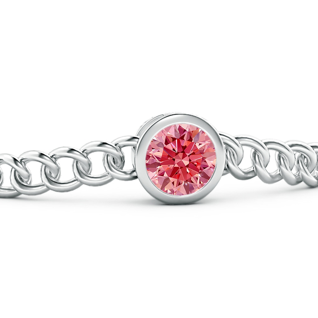 8mm AAAA Bezel-Set Round Fancy Intense Pink Diamond Chain Bracelet in White Gold - side 199