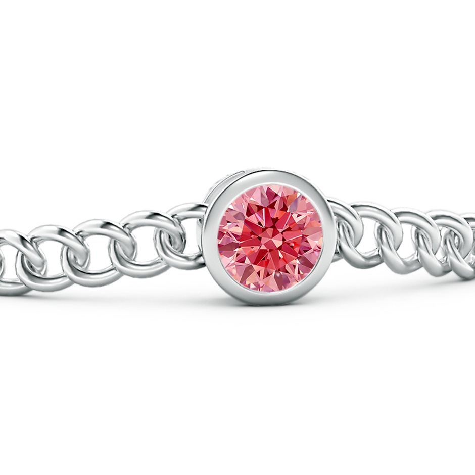 8mm AAAA Bezel-Set Round Fancy Intense Pink Diamond Chain Bracelet in White Gold side 199