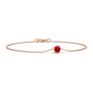 4mm AAA Bezel-Set Round Ruby Chain Bracelet in 9K Rose Gold