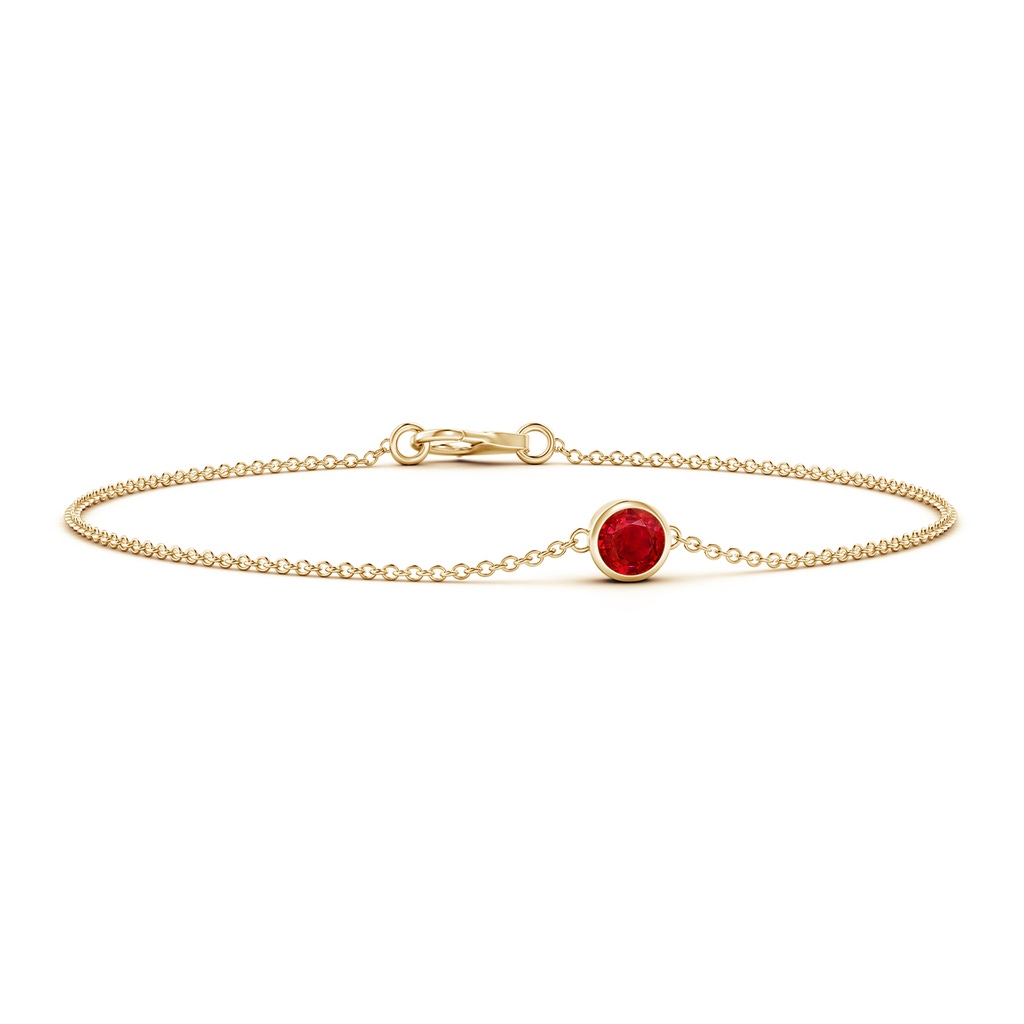 4mm AAA Bezel-Set Round Ruby Chain Bracelet in Yellow Gold