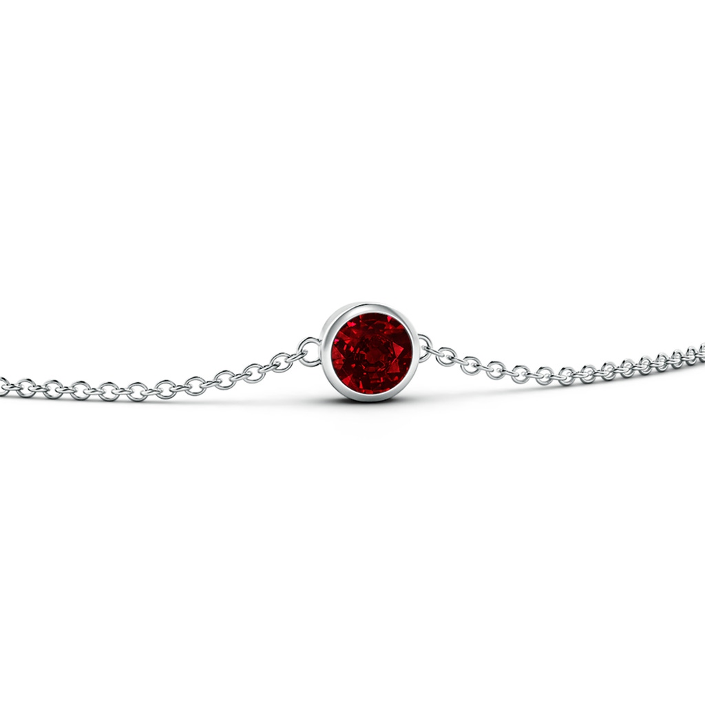 4mm AAAA Bezel-Set Round Ruby Chain Bracelet in White Gold Side 199