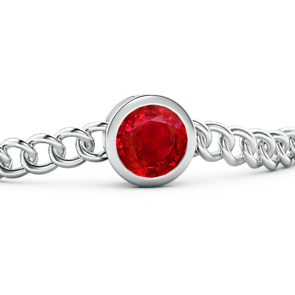 9mm AAA Bezel-Set Round Ruby Chain Bracelet in White Gold side 199